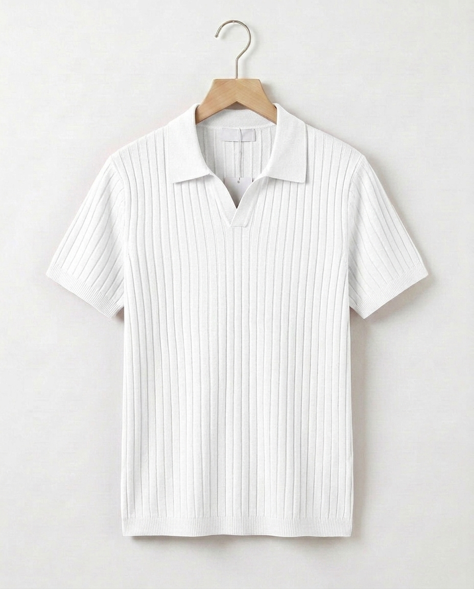 Brooks Ribbed Open-Collar Polo | Hudson & Wells