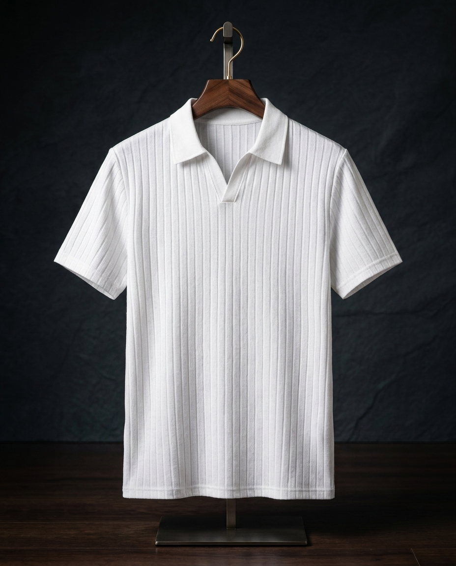Brooks Ribbed Open-Collar Polo | Hudson & Wells