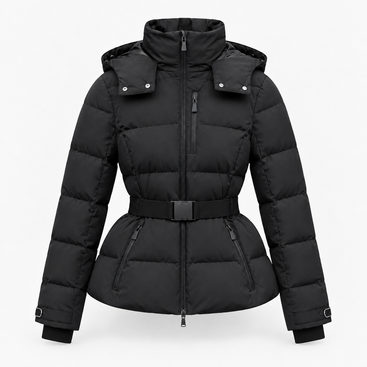 Carlene Soft Puffer Jacket, Belted Waist | Hudson & Wells