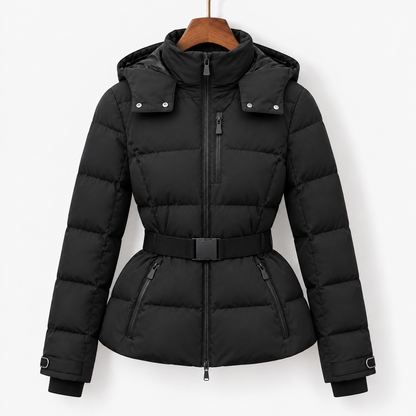 Carlene Soft Puffer Jacket, Belted Waist | Hudson & Wells
