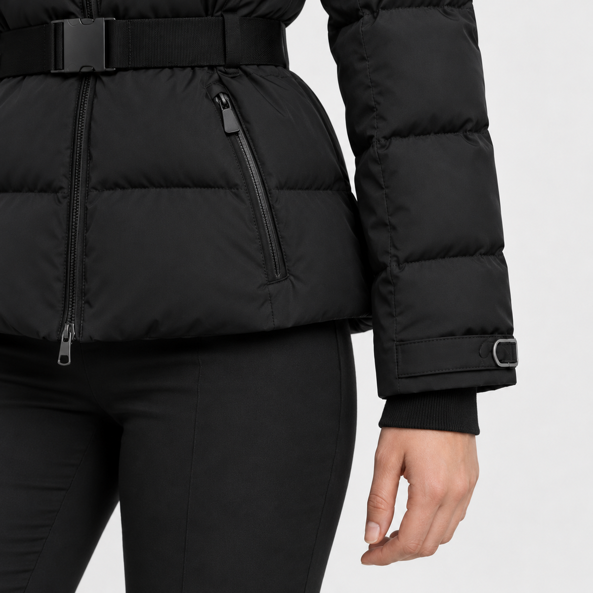 Carlene Soft Puffer Jacket, Belted Waist | Hudson & Wells