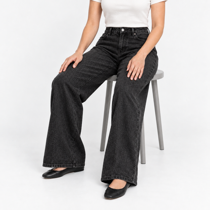 Carolyn Relaxed Fit Wide Leg Jeans, High Rise | Hudson & Wells