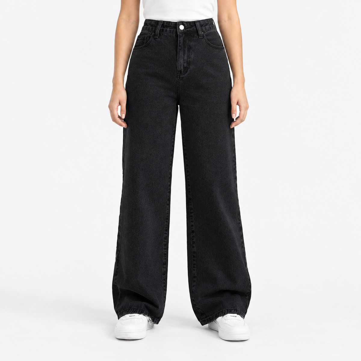 Carolyn Relaxed Fit Wide Leg Jeans, High Rise — Black | Hudson & Wells
