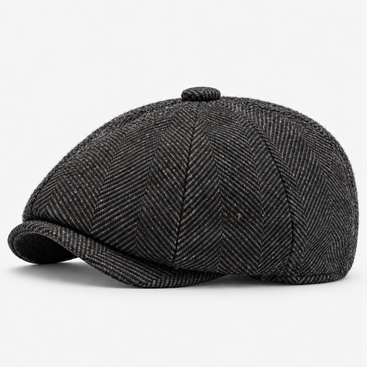 Cecil men's driving cap in Black – square side view
