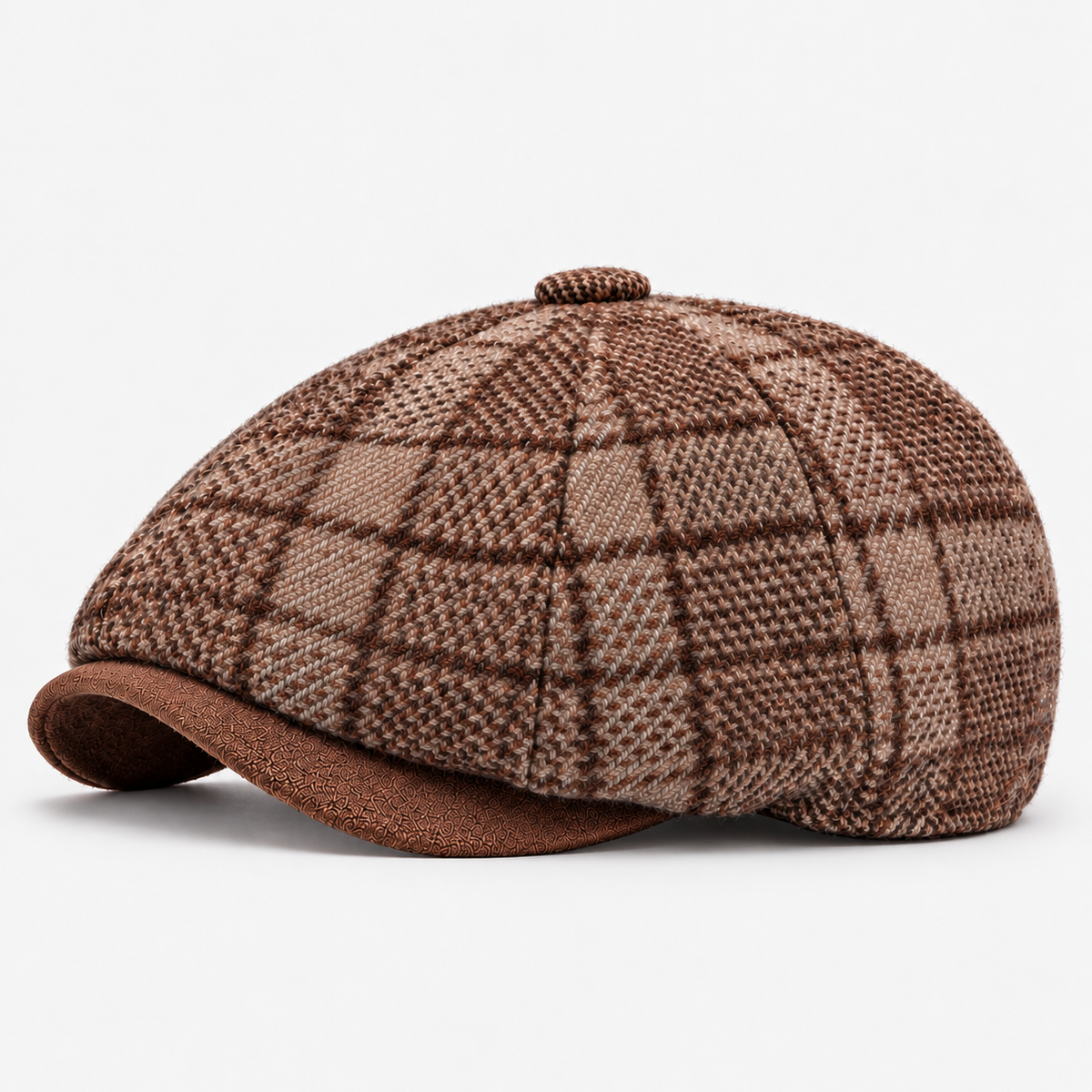 Cecil men's driving cap in Brown – square side view