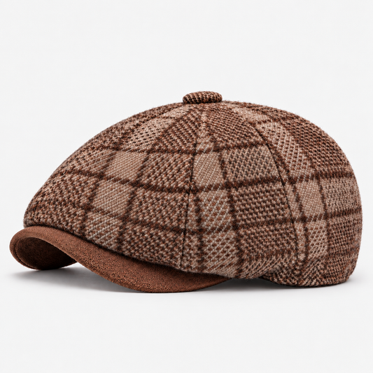 Cecil men's driving cap in Brown – square side view