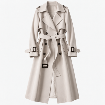 Charlene Tailored Belted Trench Coat — Ivory – Plain Lining | Hudson & Wells
