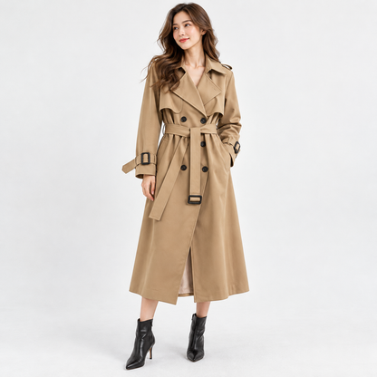 Charlene Tailored Belted Trench Coat — Khaki – Plain Lining | Hudson & Wells