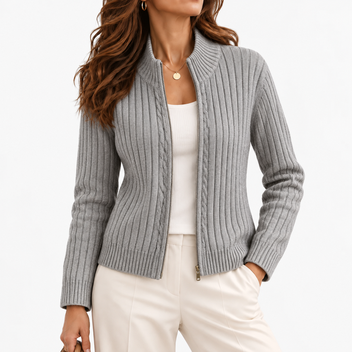 Claire Women's Soft Slim-Fit Button-Up Shirt — Gray | Hudson & Wells