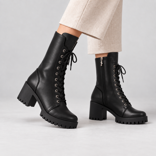 Cora Comfort Mid-Calf Lace-Up Boots | Hudson & Wells