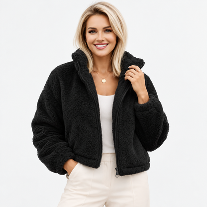 Darla Stretch Zip-Up Jacket — Black | Hudson & Wells