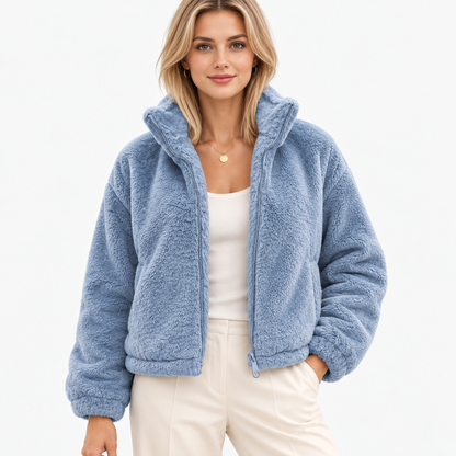 Darla Stretch Zip-Up Jacket — Light Blue | Hudson & Wells