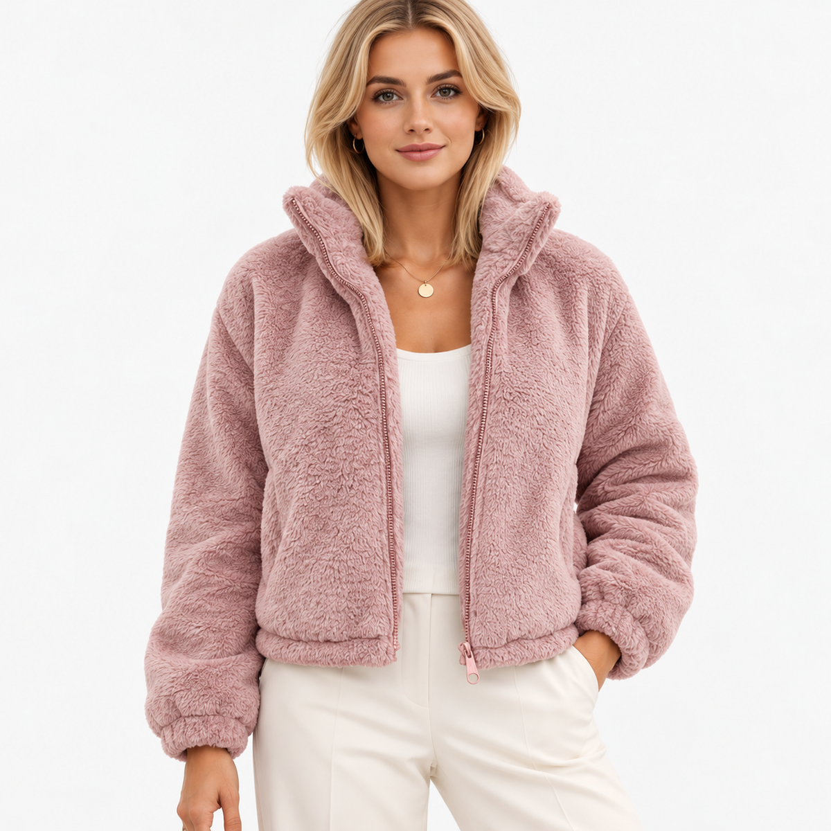 Darla Stretch Zip-Up Jacket — Pink | Hudson & Wells