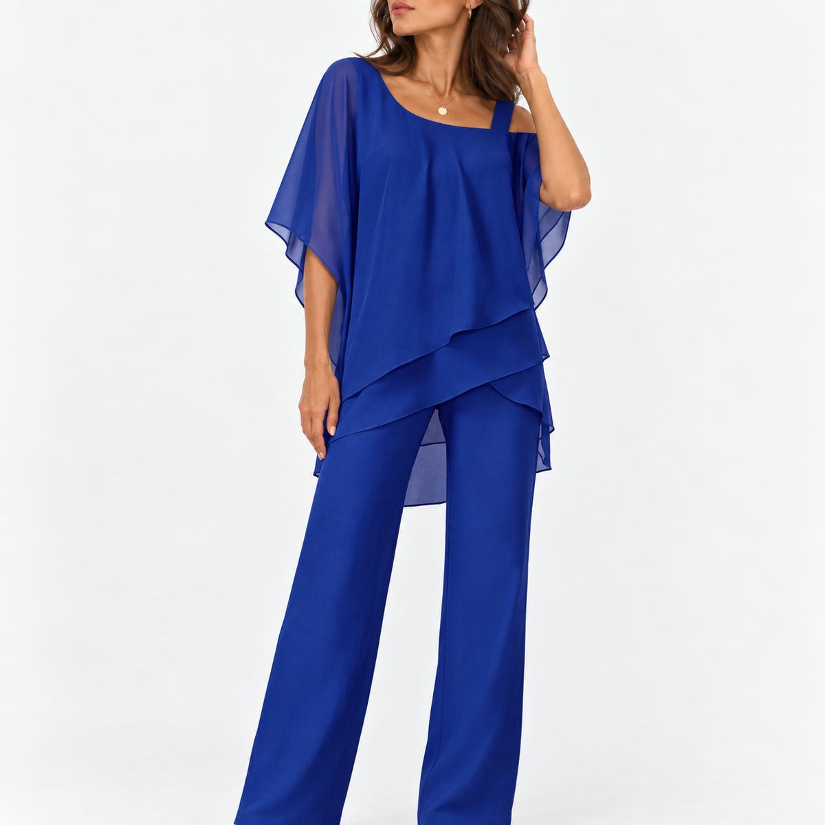 Darlene Stretch Layered Pants Set — Royal Blue | Hudson & Wells