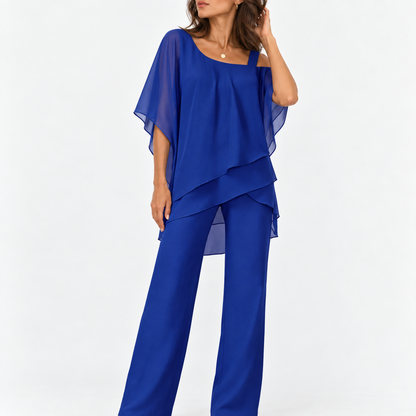 Darlene Stretch Layered Pants Set — Royal Blue | Hudson & Wells