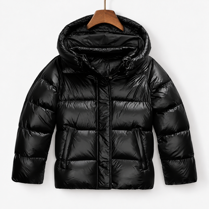 Delilah Comfort Cropped Puffer Jacket, Hooded | Hudson & Wells