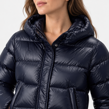 Delilah Comfort Cropped Puffer Jacket, Hooded | Hudson & Wells