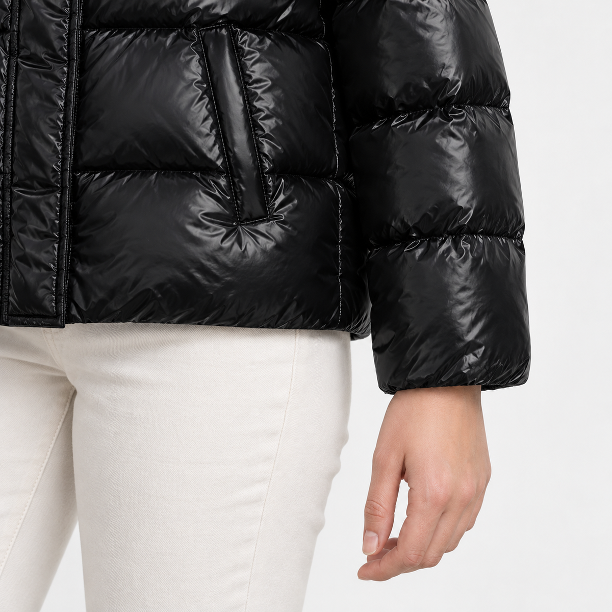 Delilah Comfort Cropped Puffer Jacket, Hooded | Hudson & Wells