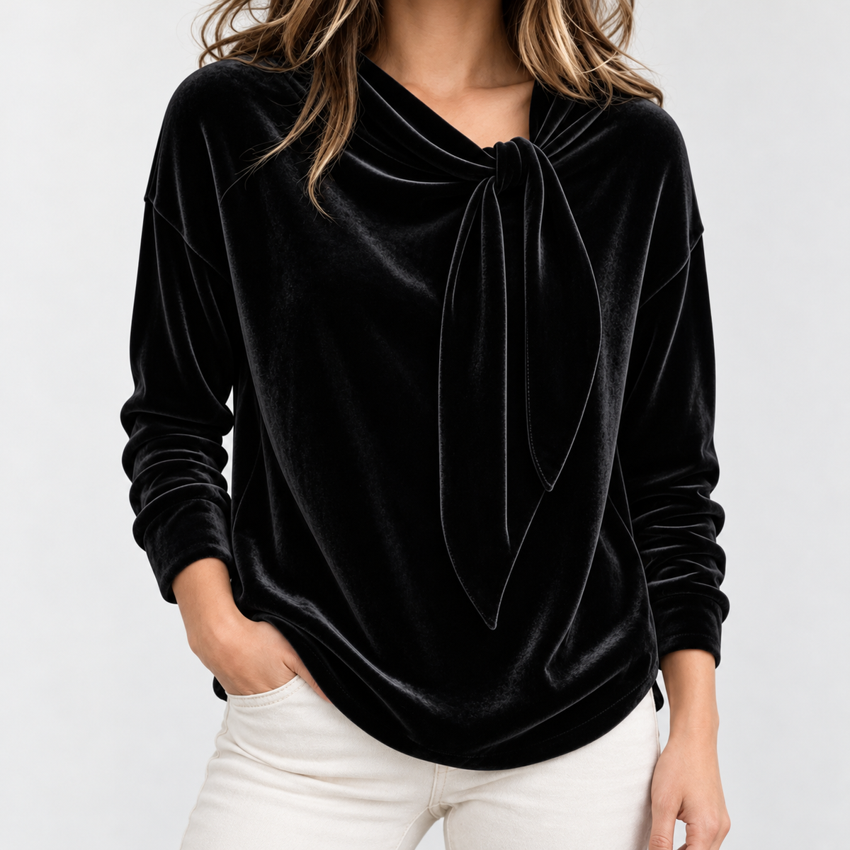 Dinah Relaxed Fit Tie-Neck Blouse | Hudson & Wells