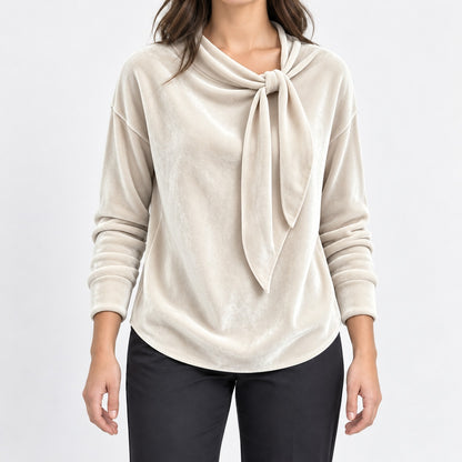 Dinah Relaxed Fit Tie-Neck Blouse — Apricot | Hudson & Wells