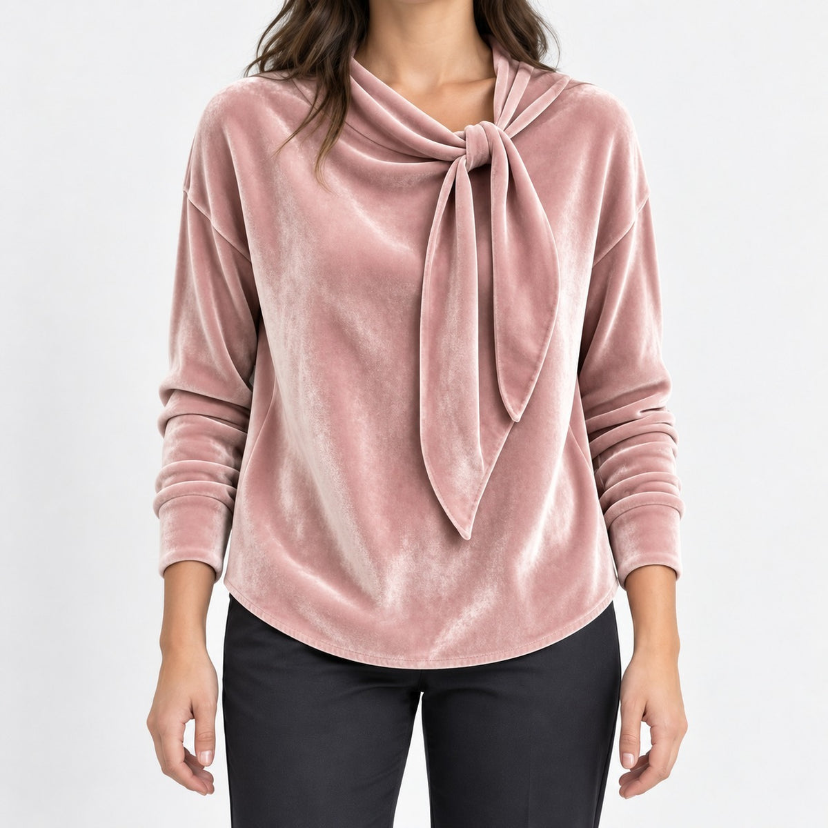 Dinah Relaxed Fit Tie-Neck Blouse — Pink / Red | Hudson & Wells