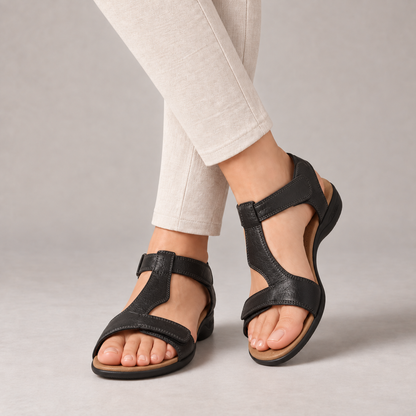 Doris Lightweight Adjustable Sandals — Black | Hudson & Wells