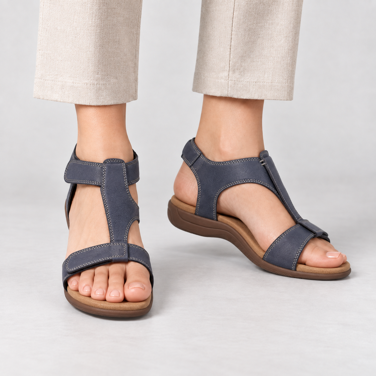 Doris Lightweight Adjustable Sandals — Navy | Hudson & Wells