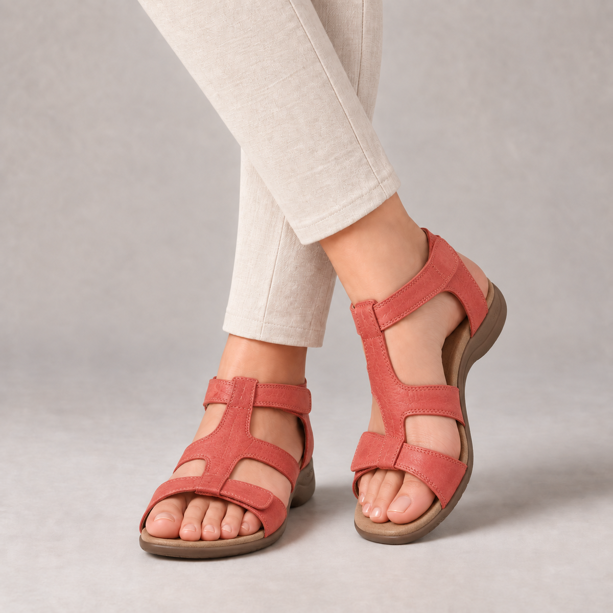 Doris Lightweight Adjustable Sandals — Red | Hudson & Wells