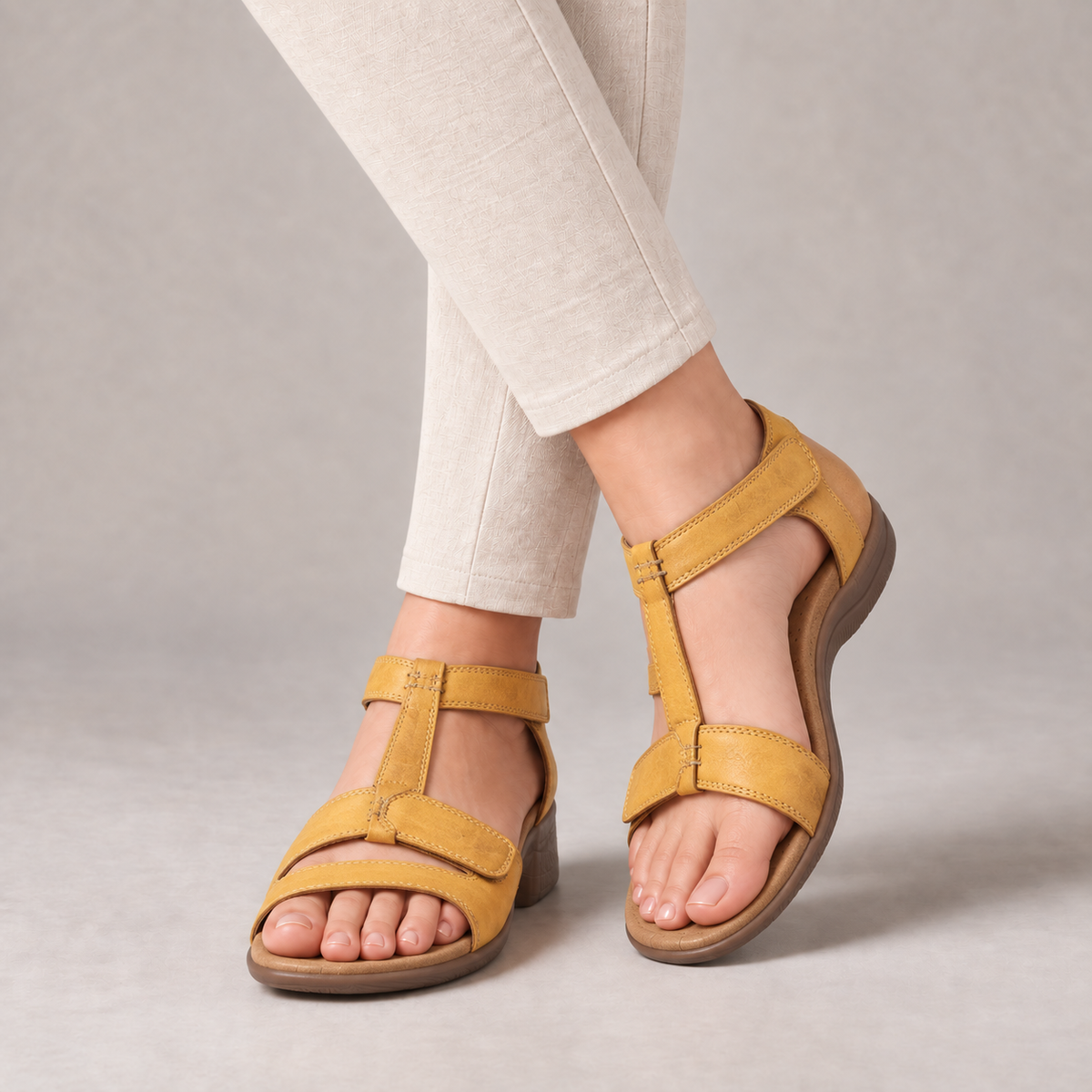 Doris Lightweight Adjustable Sandals — Yellow | Hudson & Wells