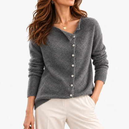 Elaine Women's Soft Cotton-Blend Crew-Neck Shirt — Gray | Hudson & Wells