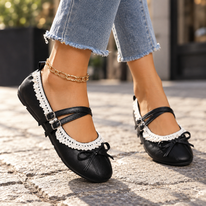 Ellen Comfort Lace-Trim Mary Jane Shoes | Hudson & Wells