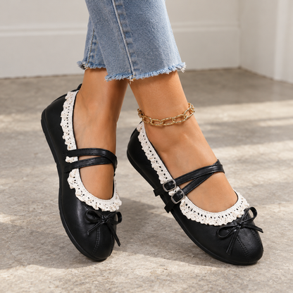 Ellen Comfort Lace-Trim Mary Jane Shoes | Hudson & Wells