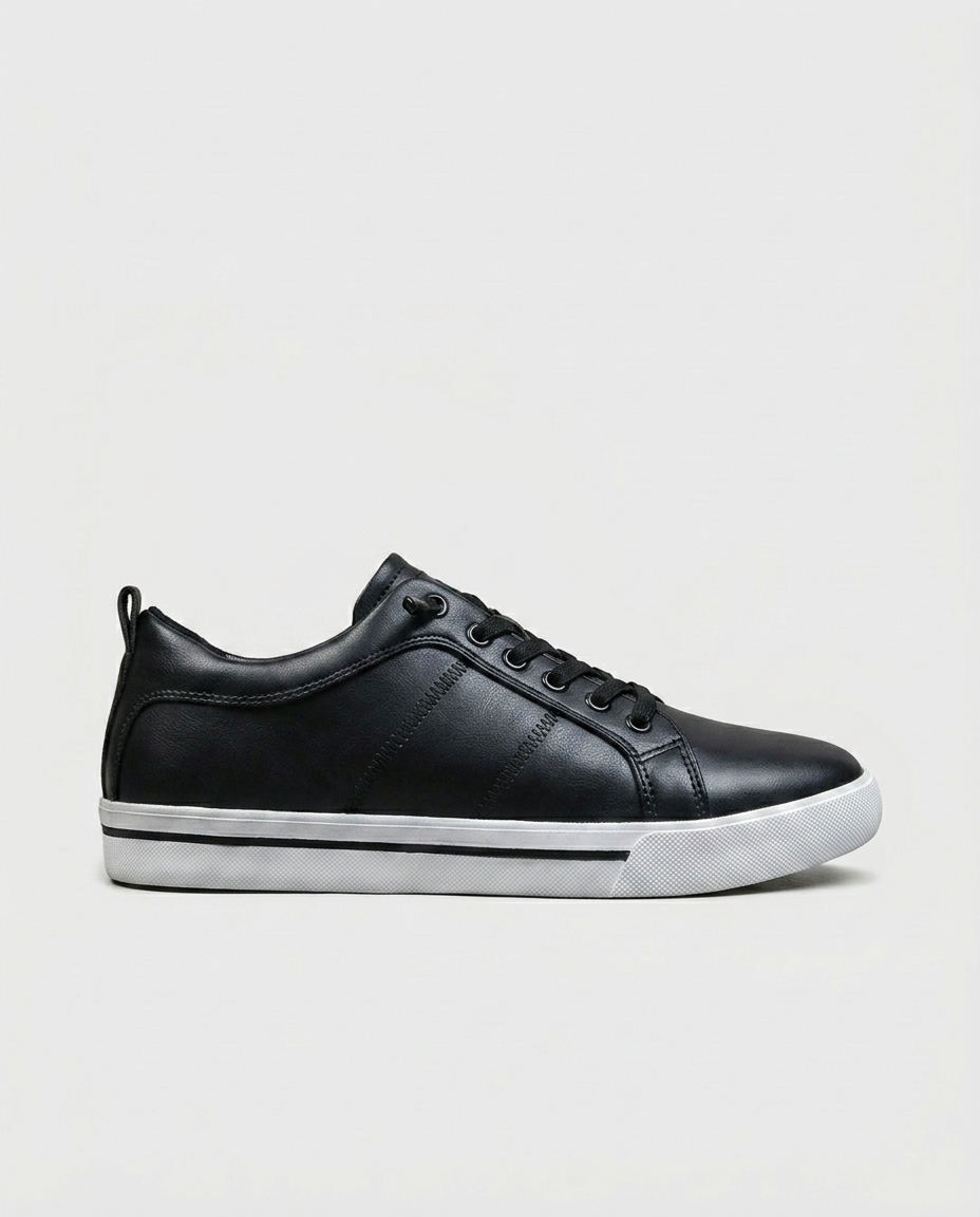 Elliot Stitched Sneaker — Black | Hudson & Wells