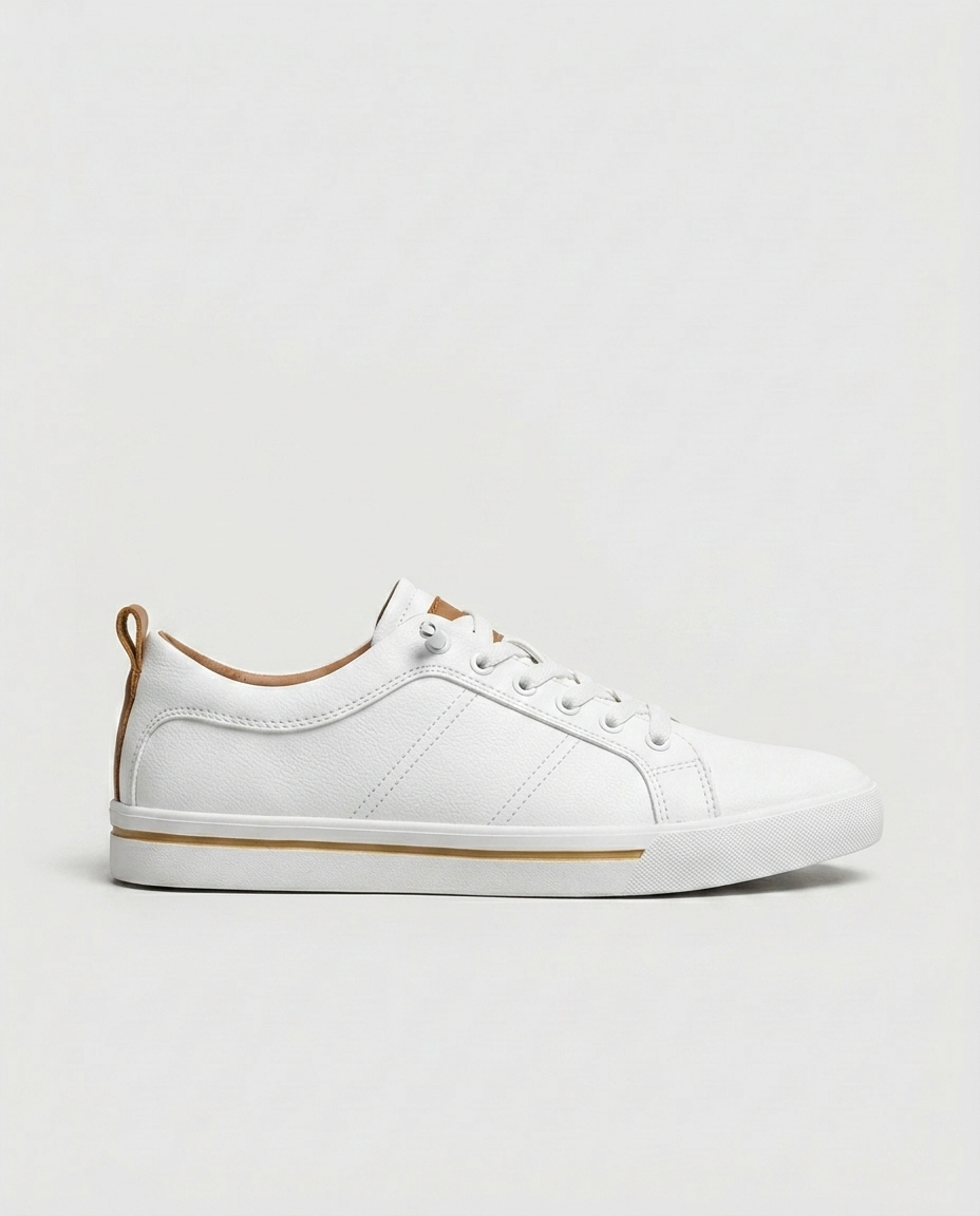 Elliot Stitched Sneaker — White | Hudson & Wells