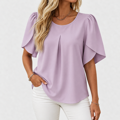 Ellis Stretch Pleat-Front Pullover Shirt — Light Purple | Hudson & Wells