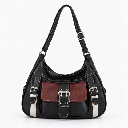 Eloise Women's Everyday Comfort Shoulder Bag — Black / Red | Hudson & Wells