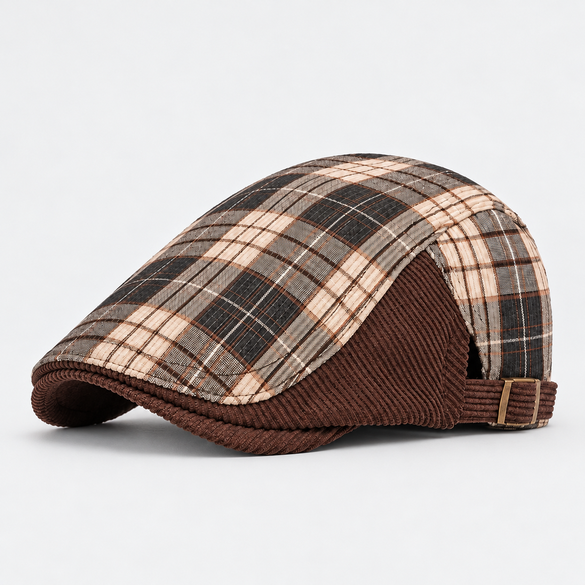 Emmett men's driving cap in Brown – square side view