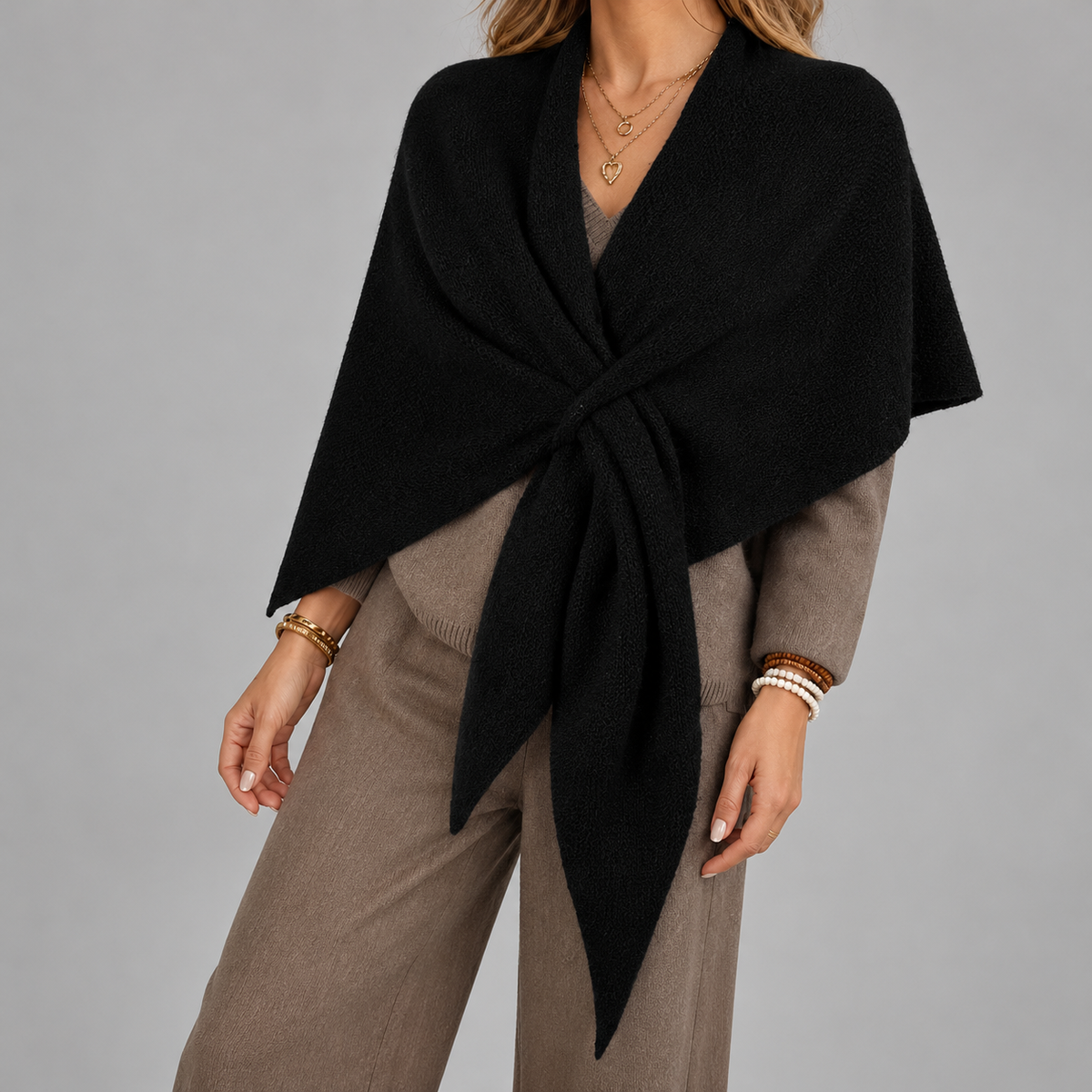 Eudora Comfort Shoulder Shawl, Folded Lapels — Black | Hudson & Wells