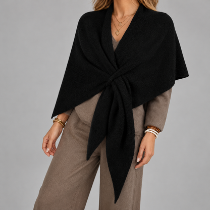 Eudora Comfort Shoulder Shawl, Folded Lapels — Black | Hudson & Wells