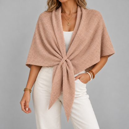Eudora Comfort Shoulder Shawl, Folded Lapels — Camel | Hudson & Wells