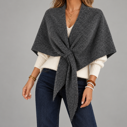 Eudora Comfort Shoulder Shawl, Folded Lapels — Dark Gray | Hudson & Wells