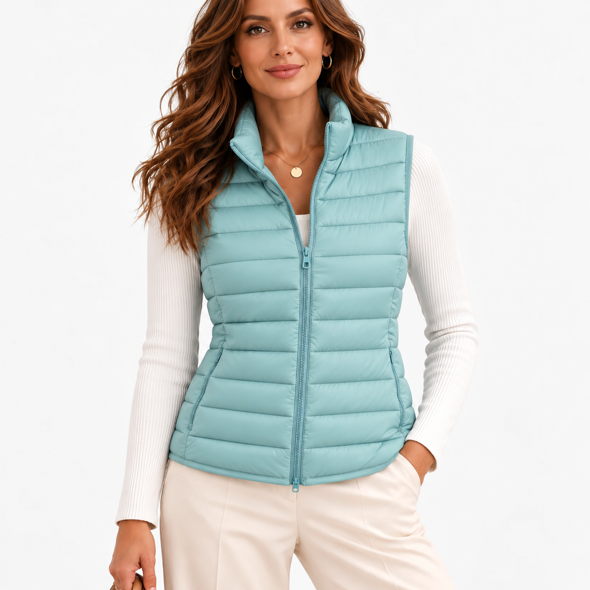 Eunice Lightweight Puffer Vest — Blue | Hudson & Wells