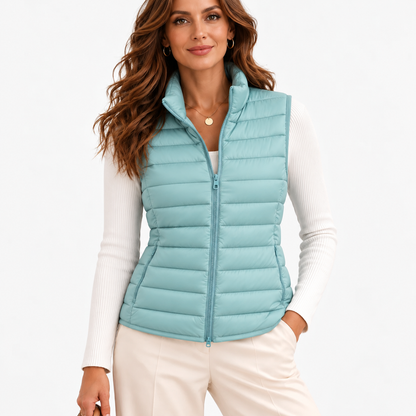 Eunice Lightweight Puffer Vest — Blue | Hudson & Wells