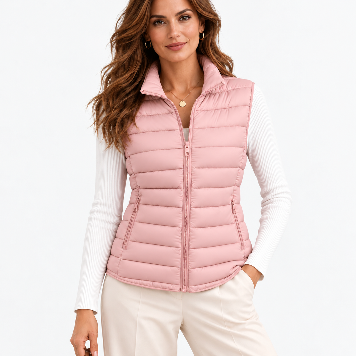 Eunice Lightweight Puffer Vest — Pink | Hudson & Wells