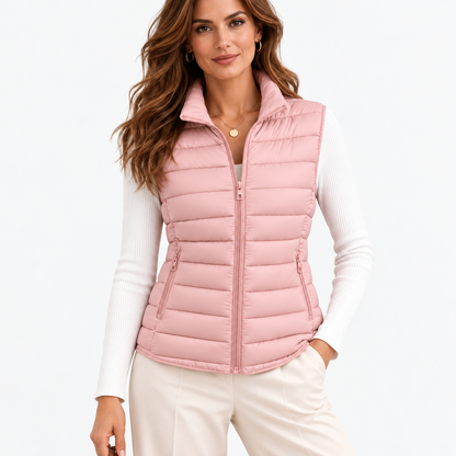 Eunice Lightweight Puffer Vest — Pink | Hudson & Wells