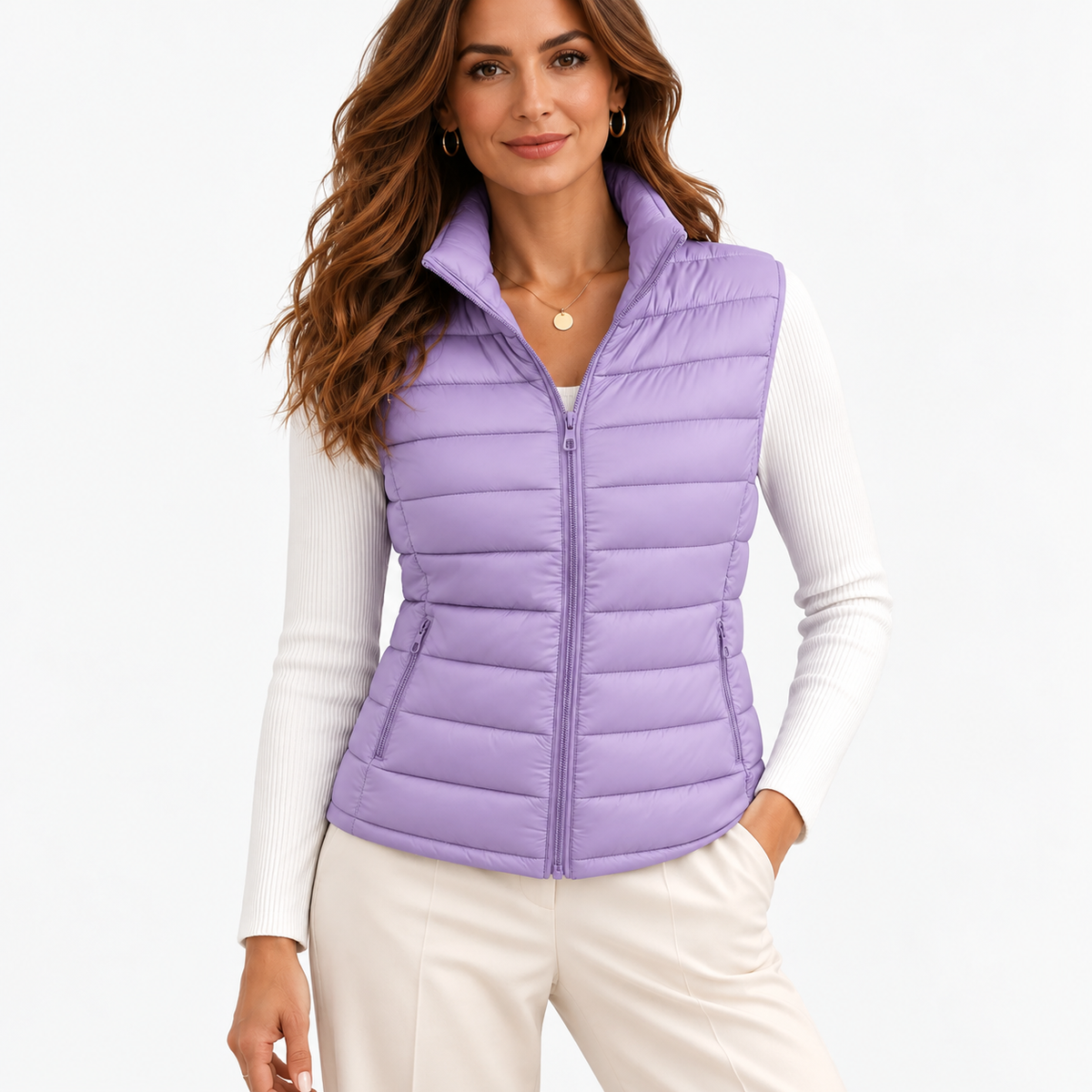 Eunice Lightweight Puffer Vest — Purple | Hudson & Wells