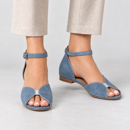 Evelyn Women's Cushioned Ankle Strap Sandals — Blue | Hudson & Wells