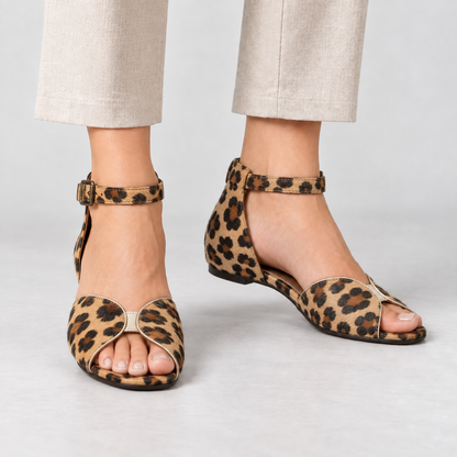 Evelyn Women's Cushioned Ankle Strap Sandals — Leopard | Hudson & Wells