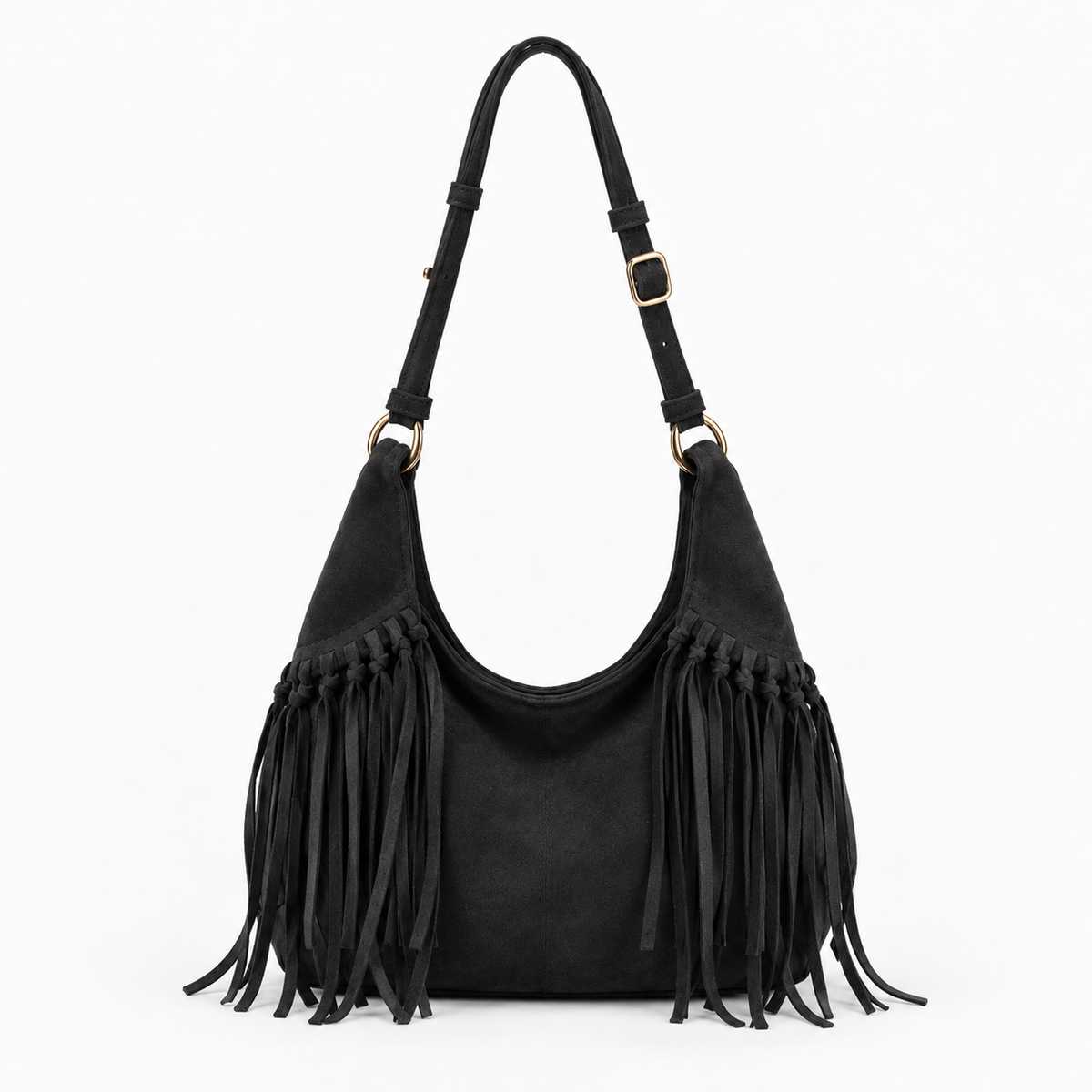 Everett Fringe Hobo — Black | Hudson & Wells