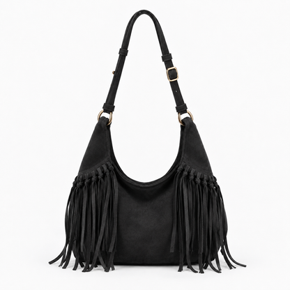 Everett Fringe Hobo — Black | Hudson & Wells